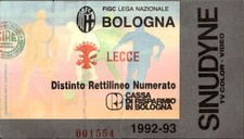 biglietto Ticket Stadio Bologna Lecce 1992-93