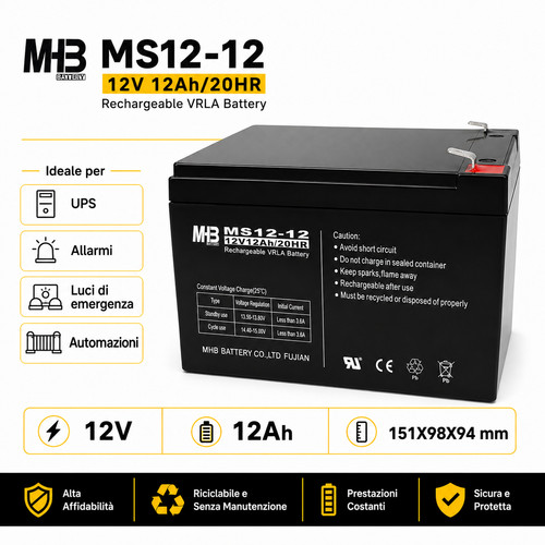 Batteria 12v 12ah ricaricabile - 12ah,