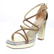 Cafe' Noir Sandali Con Tacco E Plateau Platino - Taglia 40 Scarpe Donna Sandali