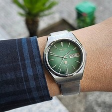 (RICONDIZIONATO) Seiko Type II quadrante verde quarzo vintage 1976 4623-8010