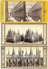 Stereoviews (2), Italy, Milano: Galleria Vittorio Emanuele II; Duomo e guglie