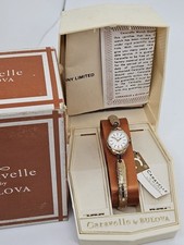 NOS Vintage Bulova Caravelle Oro G. F. Donna Meccanico Orologio W/Scatola & Tag,