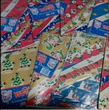 Carta da imballaggio natalizia tradizionale vintage anni 90 8 fogli nuova originale stock 