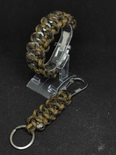 Bracciale in Paracord  Metal + Portachiavi Black / Tan fatto a mano su misura 