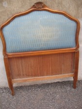 TESTATA LETTO 1 PIAZZA CORNICE SCOLPITA CIMASA SPORGENTE STOFFA BLU EMILIA 1940