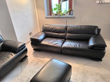 Divano in pelle nera Chateau D'Ax 200x85x75