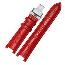 Cinturino orologio pelle rosso per Cartier Pasha concavo 18x10mm 20x12mm 21x15mm