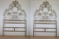 DUE TESTIERE IN FERRO BATTUTO TESTATE SINGOLO O MATRIMONIALE DORATE XM