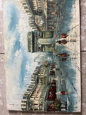 Dipinto olio scena di strada