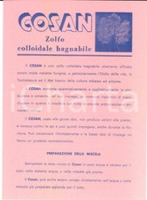 1959 ROMA Ditta SIAPA - Zolfo colloidale bagnabile COSAN Volantino pubblicitario