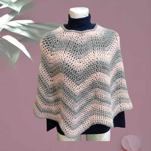 Poncho donna lana lavorato - lana,
