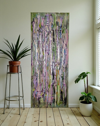 Quadro astratto verde viola - e,