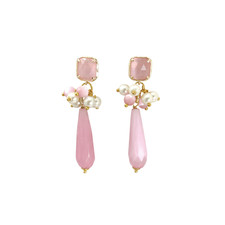 Orecchini pendenti rosa - pendenti, con