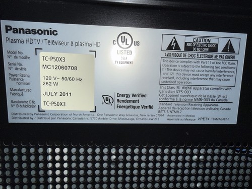 Panasonic p50x3 plasma - tc-p50x3,