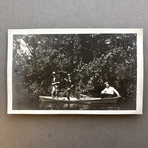 Cartolina pesca rppc uomini - pesca,