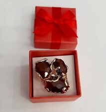 Anello in ottone dorato regolabile occhi di gatto artigianale