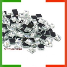 STRASS CRYSTAL CRISTALLO QUADRATI TERMOADESIVI HOTFIX ADESIVI BRILLANTINI