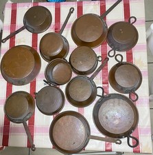 SET 13 UTENSILI IN RAME ANTICHE VINTAGE TEGAMI PADELLE