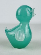 Archimede Seguso Murano Statuetta Papera In Vetro Opalescente Verde Anni ‘60