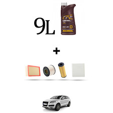 HOFFCAR Kit tagliando 4 FILTRI e 9L OLIO per Audi Q7  (4L) 3.0 tdi 171kw dal 200