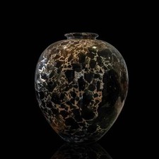 Vaso da Tavolo in Roccia Pelle di Tigre Classic Black Stone Table Vase H.45cm