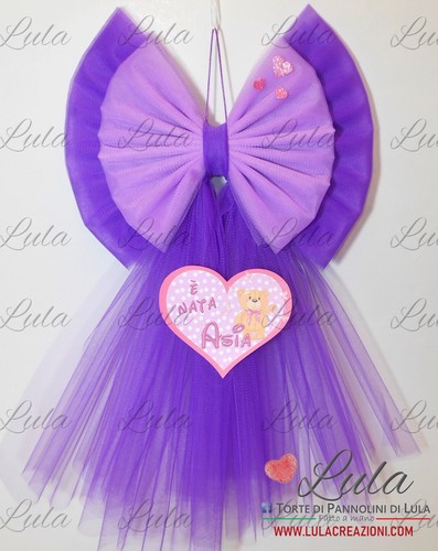 Fiocco nascita tulle - in, +