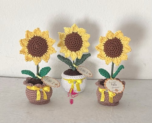 Girasole uncinetto vasetto - uncinetto,,