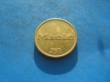 (20C7) MONETA GETTONE LAVATRICE ANNI 50 MIELE 350 GERMANIA COLORE ORO 