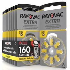 160 Batterie PILE RAYOVAC Extra 10 per Apparecchi Acustici PROTESI udito PR70