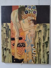 Quadro klimt - La Tre Età Il Donna - Dipinto olio su Tela 50x60 cm Arte  ,,