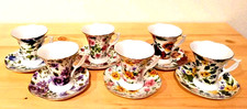 ROYAL ENGLAND TAZZA PIATTINO CAFFÈ FINISSIMA PORCELLANA INGLESE Servizio Set 6p
