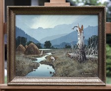 A. Schneider - Paesaggio montano con fiume - olio su tela - firmato, con cornice
