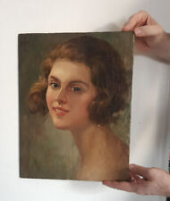 Dipinto a olio ritratto di ragazza a cavallo tra ’800 e ’900