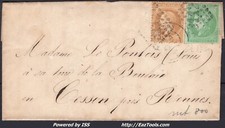 FRANCE N°28B+42B SUR LETTRE