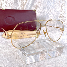 Occhiali da vista Cartier vintage Trinity montatura oro lenti demo 62-14-140 con custodia in pelle