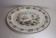 Grande Antico Vassoio Piatto Ovale '800  WEDGWOOD Lago Castel Capre Pascolo cm48