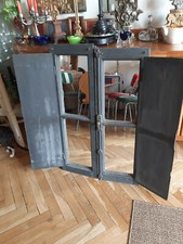 Antica finestra 2 ante in legno massello di castagno con specchi e scuri