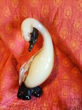 anatra, papera in vetro sommerso lattimo e nero di Murano metà '900