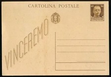 1943/44 ITALIA STORIA POSTALE REGNO RSI CARTOLINA VINCEREMO NON VIAGGIATA - 1227