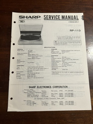 Sharp 113 giradischi - sharp,