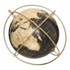 Mappamondo girevole da tavolo Globo blu scuro e oro 25 cm. moderno