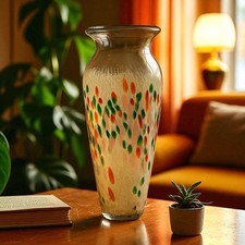 Grande Vaso In Vetro Soffiato Di Murano (no firma) Policromo 33 Cm Anni 70