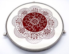 Antico Tortiera Vero Ceramica Con Vestito Metallo & Rosso Blumendekor (28,5 CM)