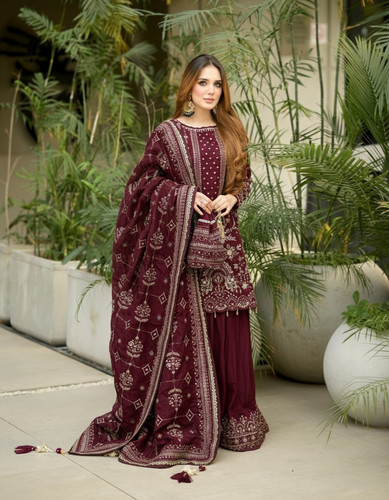 Abito maroon pakistano salwar - maroon,