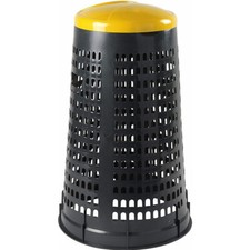 BIDONE TRESPOLO DIAMETRO 58, ALTEZZA 90, LITRI 100 CON COPERCHIO GIALLO CESTO CE