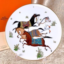 Piatto da dessert Hermes Paris Cheval d'Orient 22 cm porcellana stoviglie con custodia