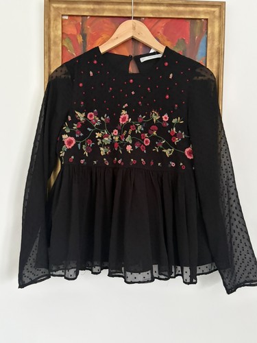 Zara blusa boho nera - nera, ricamata