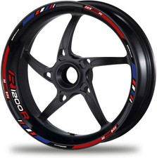 Set adesivi cerchioni decalcomania ruota moto BMW R1200R rosso rubino strisce...