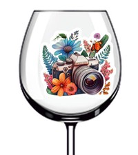 12x decalcomanie adesivo vinile fotocamera fiori tropicali vetro da vino colore z358