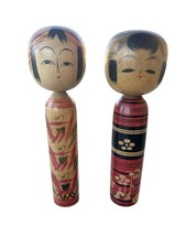 Vintage - Coppia bambole in legno giapponesi - Kokeshi doll - Arte Giapponese